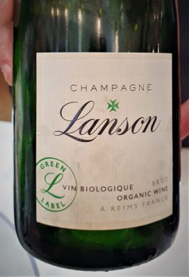Champagne Lanson brut organic wine.